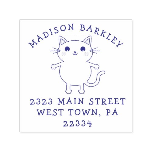 Kids Kitty Cat Cute Return Address Stamp