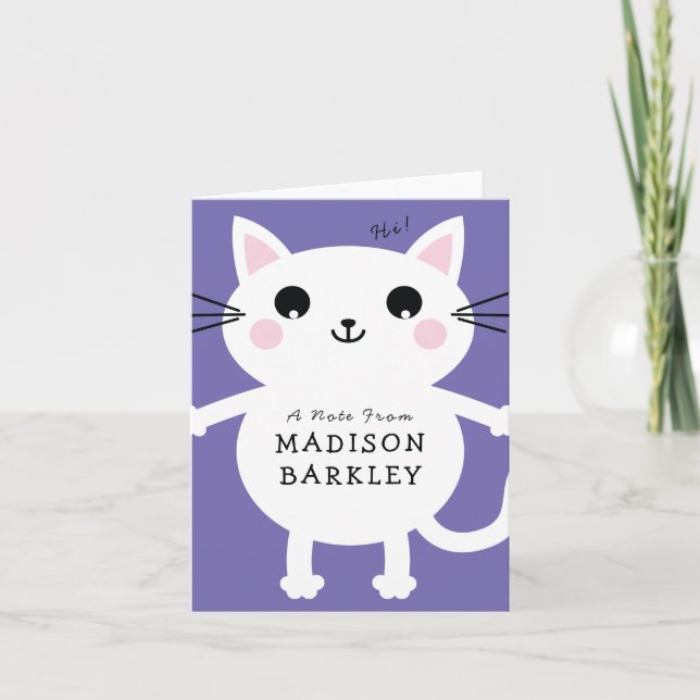 Kids Kitty Cat Cute Stationary Note Card (Front)