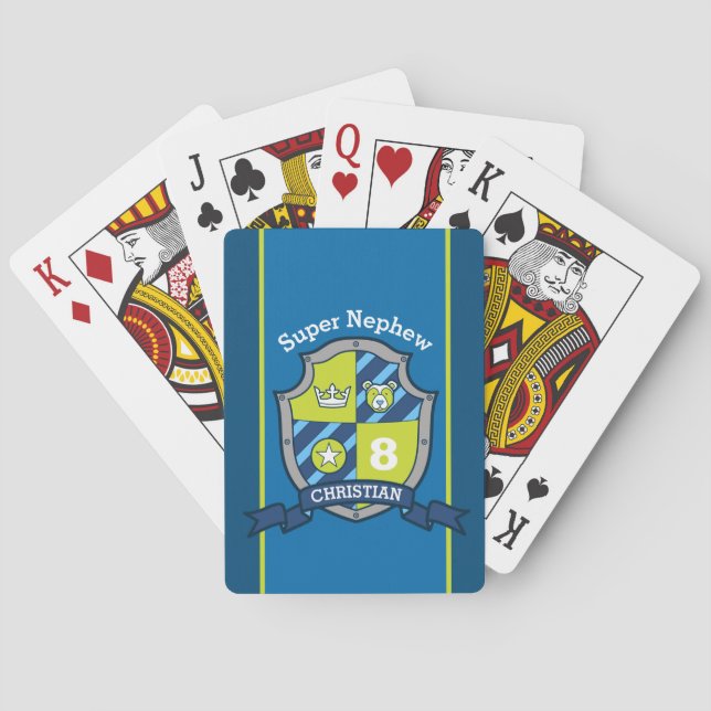 kids knights eagle face custom message age nephew poker cards (Back)
