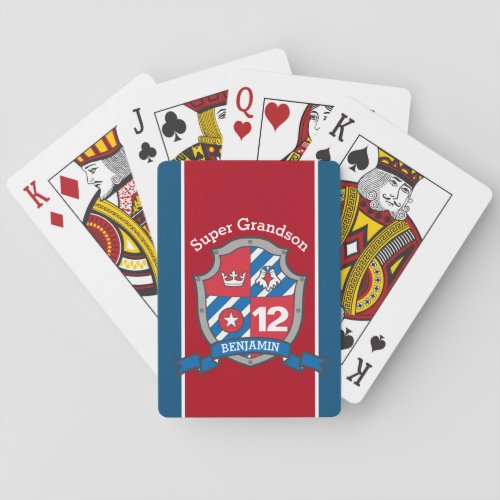 kids knights eagle face custom message age playing cards