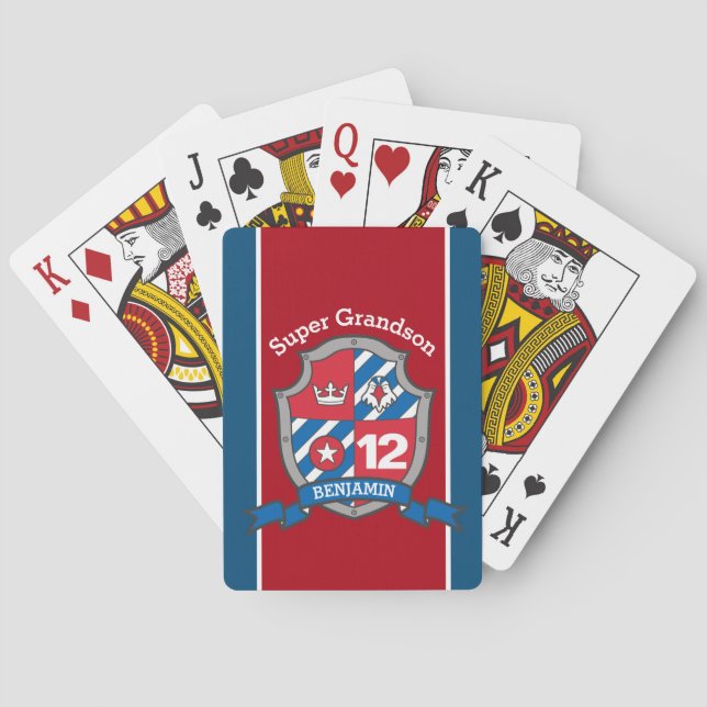 kids knights eagle face custom message age poker cards (Back)