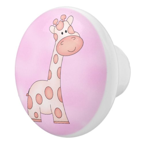 Kids Knobs and Pulls Cute Pink Giraffe