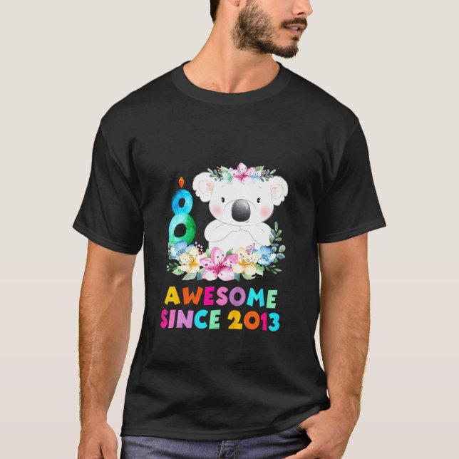 Kids  Koala Bear 8 Years Birthday Outfit For Boys  T-Shirt (Front)