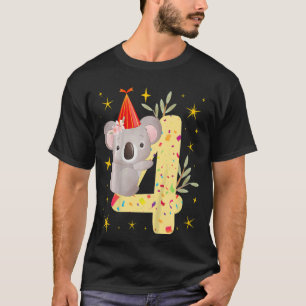 Kids Koala Bear Girl 4th Birthday  4th Year Old Ko T-Shirt