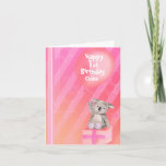 Kids Koala pink girls 1st birthday card