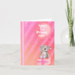 Kids Koala pink girls 1st birthday Card<br><div class="desc">Cute painted Koala Card in pink,  ideal for little niece or girl. Customize both name age and inside greeting. Sweet little card false available in different colours. Art and designed by Sarah Trett.</div>