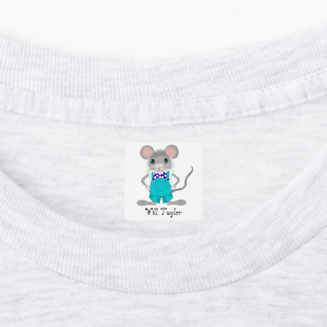 Kids labels 5 names with cute mouse (Affixed)
