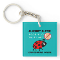 Kids Ladybug Egg Allergy Medical Alert Kids Keychain