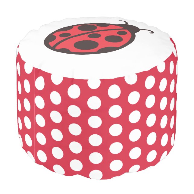 Kids Ladybug Pouf Pillow Ottoman Seat  Decor (Angled Back)