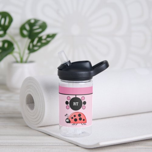 Kids ladybugs add initials stars pink CamelBak Water Bottle