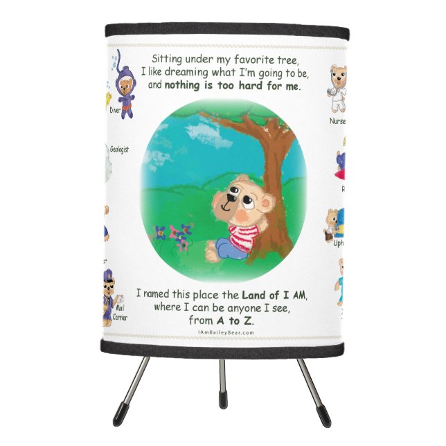 Kids Lamp Tripod- Bailey Bear in the Land of I AM (Front)