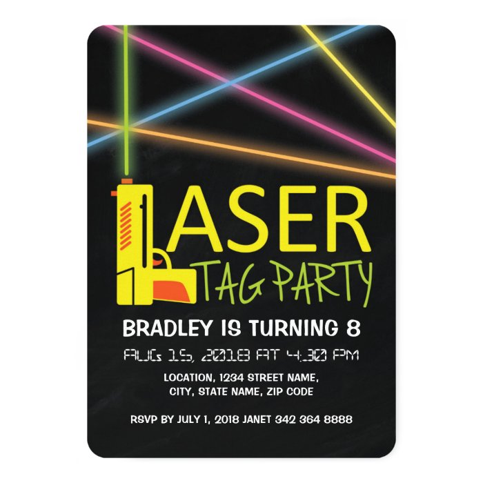 KIDS LASER TAG BIRTHDAY PARTY CARD | Zazzle