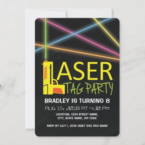 Kids Laser Tag Birthday Party Invitation