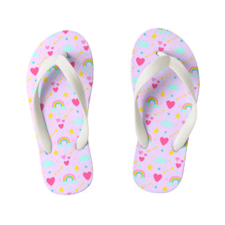 Kids Lavender Rainbow Patterned Flip Flops