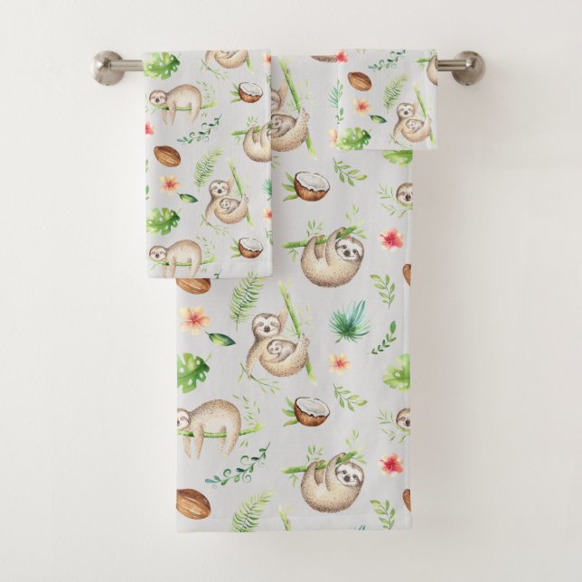 Kids Lazy Sloth  Bath Towel Set (Insitu)