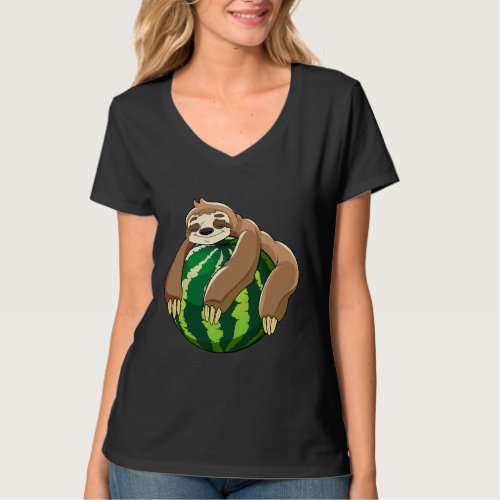 Kids Lazy Sloth Watermelon Sleeping Summer Loafers T_Shirt