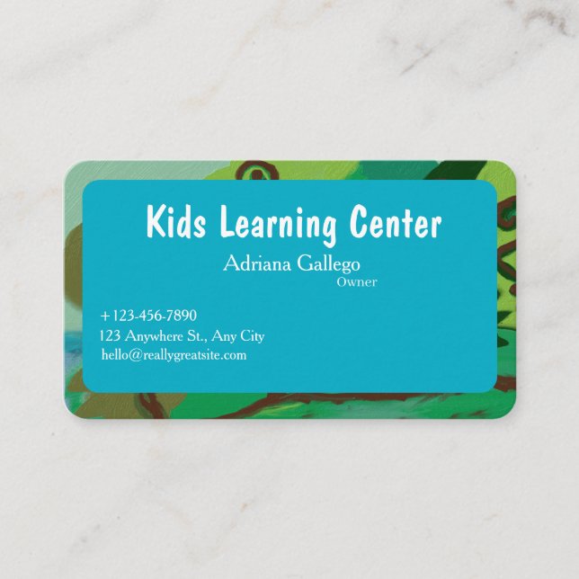 kids leaning center  Business card (editable) (Front)