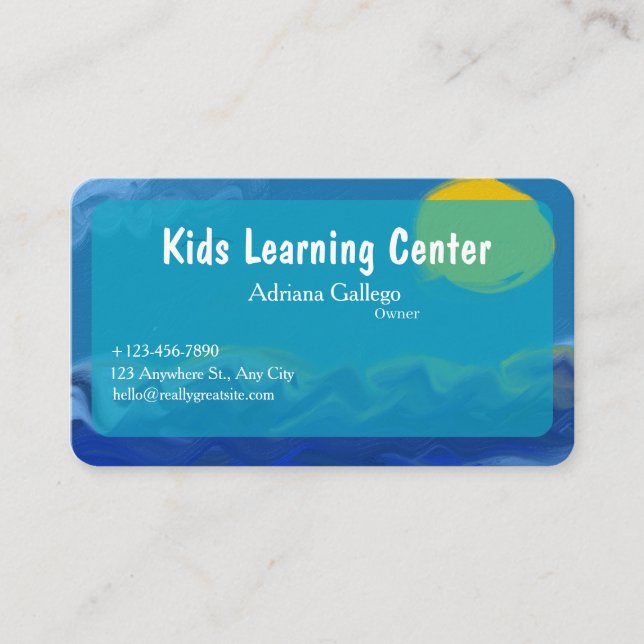 kids leaning center  Business card (editable) (Front)