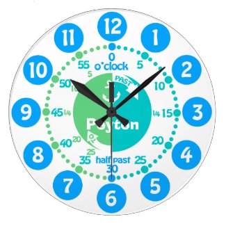 Kids learn time blue green aqua name clock