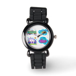 Kids Learn to Tell Time Cartoon Transport Silicone Watch