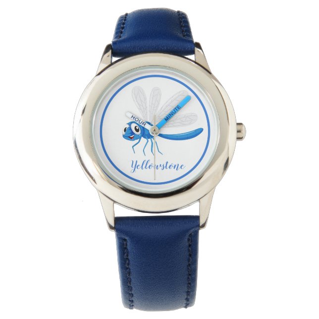 Kids Leather Watch-Yellowstone Dragonfly Watch (Front)