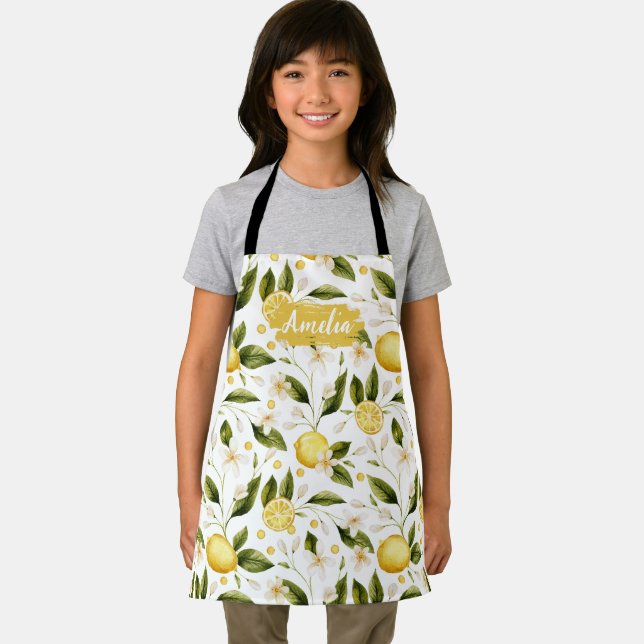 Kids Lemon Personalized Apron, Cook Baking BBQ  Apron (Insitu)
