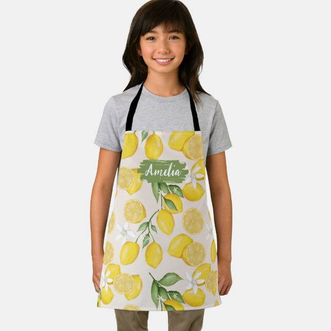 Kids Lemon Personalized Apron, Cook Baking BBQ  Apron (Insitu)