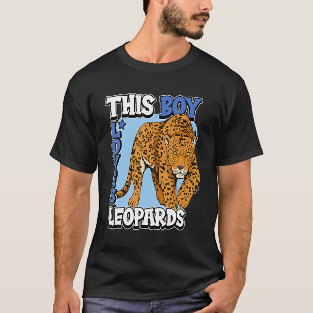 Kids Leopard Quote Wildcat This Boy Loves Leopards T-Shirt (Front)
