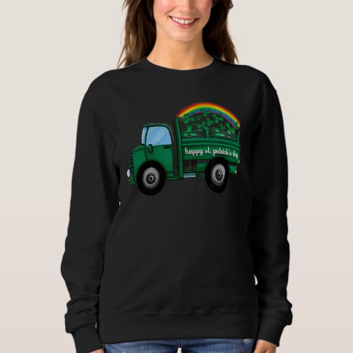 Kids Leprechaun Monster Truck Shamrock St Patrick  Sweatshirt