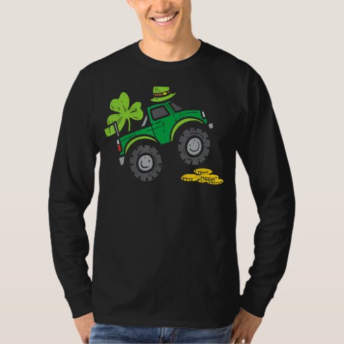 Kids Leprechaun Monster Truck Shamrock St Patrick  T_Shirt
