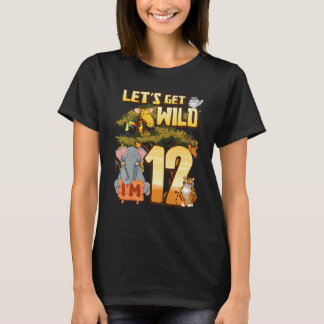 Kids Let's Be Wild I'm 12 Safari Animal Zoo Animal T-Shirt