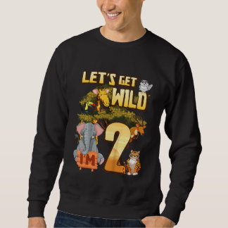 Kids Let's Be Wild I'm 2 Safari Animal Zoo Animal Sweatshirt