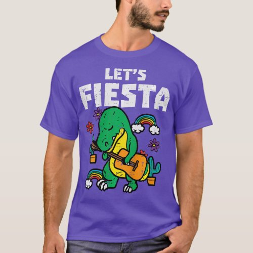 Kids Lets Fiesta Dino Trex Cute Toddler Boys Cinco T_Shirt
