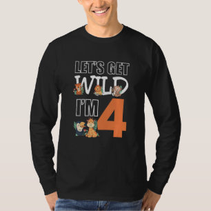 Kids Lets Get Wild Im 4 Kids Birthday Animals Zoo  T-Shirt