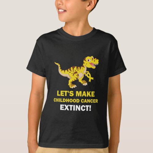 Kids Lets Make Childhood Cancer Extinct Dinosaur T_Shirt