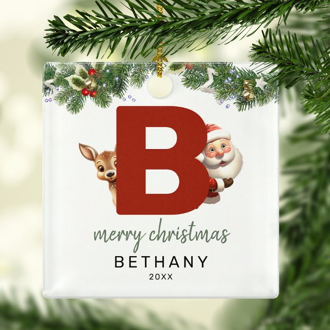 Kids Letter B Monogram Christmas Tree  Metal Ornament (Creator Uploaded)