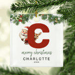 Kids Letter C Monogram Christmas Tree  Metal Ornament<br><div class="desc">Give your Christmas tree a personal touch this holiday season with a monogram Ornament! Featuring santa and a reindeer peeking from behind the letter C, this ornament can be personalized with a special photograph, name, and year, and an included template greeting. Make this festive keepsake a part of your traditional...</div>