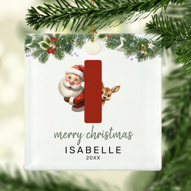 Kids Letter I Monogram Christmas Tree Metal Ornament (Creator Uploaded)