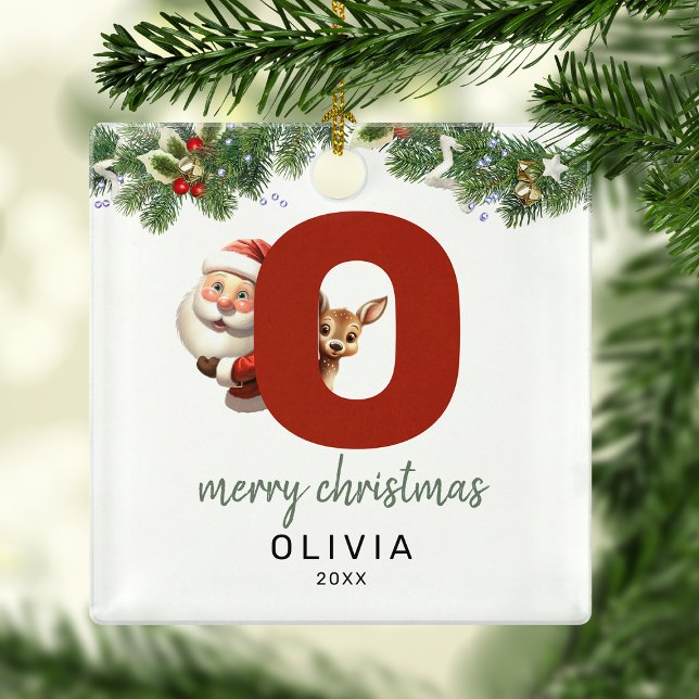 Kids Letter O Monogram Christmas Tree  Metal Ornament (Creator Uploaded)