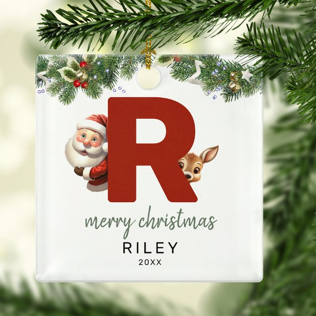 Kids Letter R Monogram Christmas Tree Metal Ornament (Creator Uploaded)