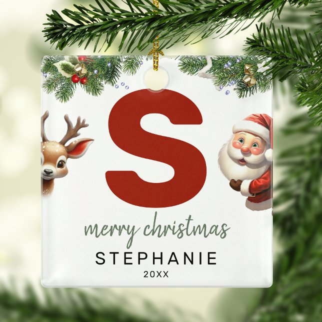 Kids Letter S Monogram Christmas Tree  Metal Ornament (Creator Uploaded)