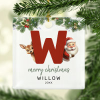 Kids Letter W Monogram Christmas Tree