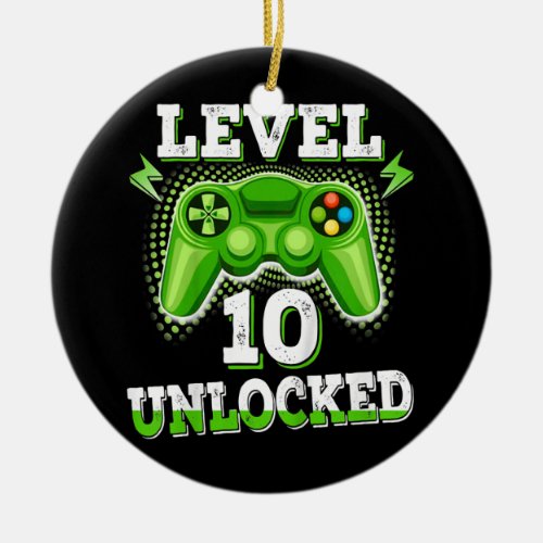 Kids Level 10 Unlocked Birthday Video Game 10th Ceramic Ornament