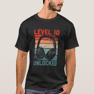 Kids Level 10 Unlocked Video Gamer Lovers 10Th Bir T-Shirt