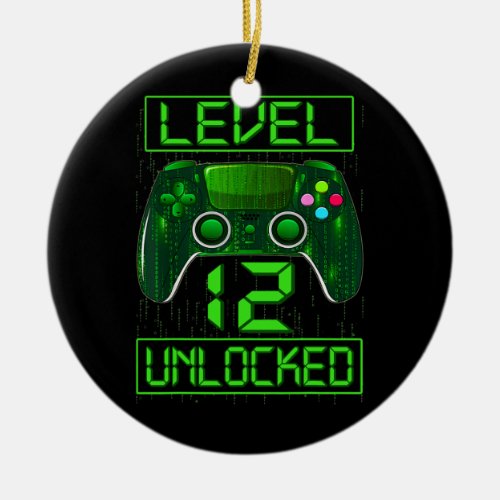Kids Level 12 Unlocked Funny Video Gamer 12th Ceramic Ornament