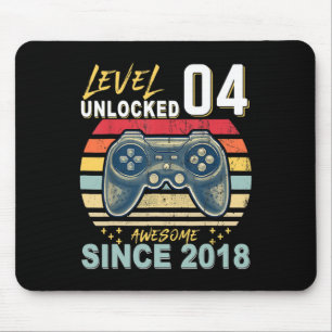 Kids Level 4 Unlocked Awesome Since Gamer Gift Boy Mouse Pad