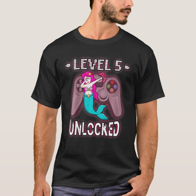 Kids Level 5 Unlocked     Dabbing Mermaid Gamer 5t T-Shirt (Front)