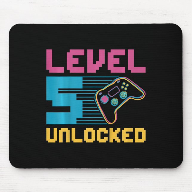 Kids Level 5 Unlocked Gaming Birthday  Mouse Pad (Front)