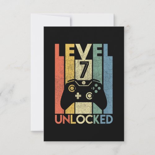 Kids Level 7 Unlocked Funny Video Gamer 7th Bday RSVP Card