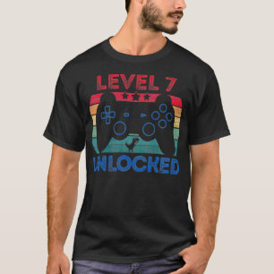 Kids Level 7 Unlocked Video Gamer 7 Years Old 7th T-Shirt